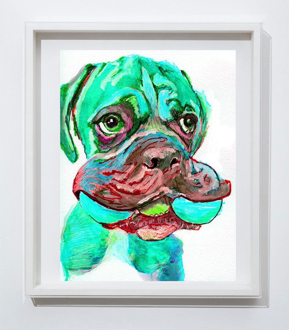 OscarJetson's tweet photo. Boxer Dog with toy painting wall art print in Aquamarine boxer dog art print https://t.co/iYGlqRvXm2 #decor #dogowner #painting #doglover #art #dogsoftwitter #puppy #dogbreed #dogmom #BoxerDogGift https://t.co/8GDSPq0B20