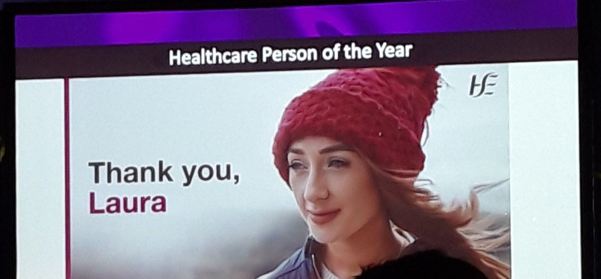 kevinbrennan52's tweet photo. We were honoured to accept the Healthcare Person Of The Year Award 2019 on Laura’s behalf at the Irish Healthcare Centre Awards in Dublin on Friday night. Thanks to the judging committee for selecting Laura and @cmg_events_irl for running a fantastic event. #ThankYouLaura #IHCA19 https://t.co/UKX4FdvW3M