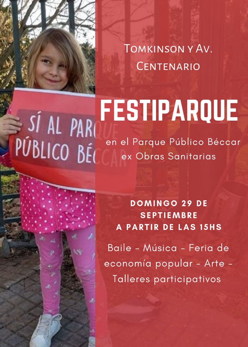 Lubertino's tweet photo. #Hoy podes disfrutar del espacio verde y público. Apoyemos a lxs vecinxs de #Beccar en lucha x su parque #Festiparque https://t.co/A6J91B0tDp