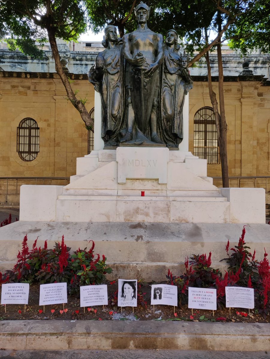 occupyjusticema's tweet photo. #MemorialWatch and as always, rain or shine, every day, the memorial is removed by @MaltaGov and its (in)justice minister @OwenBonnici, and it is replaced every day. Until justice is served #DaphneCaruanaGalizia @RSF_en @ECPMF @article19org @coe @CoE_HRightsRLaw https://t.co/iycIY39ZJX