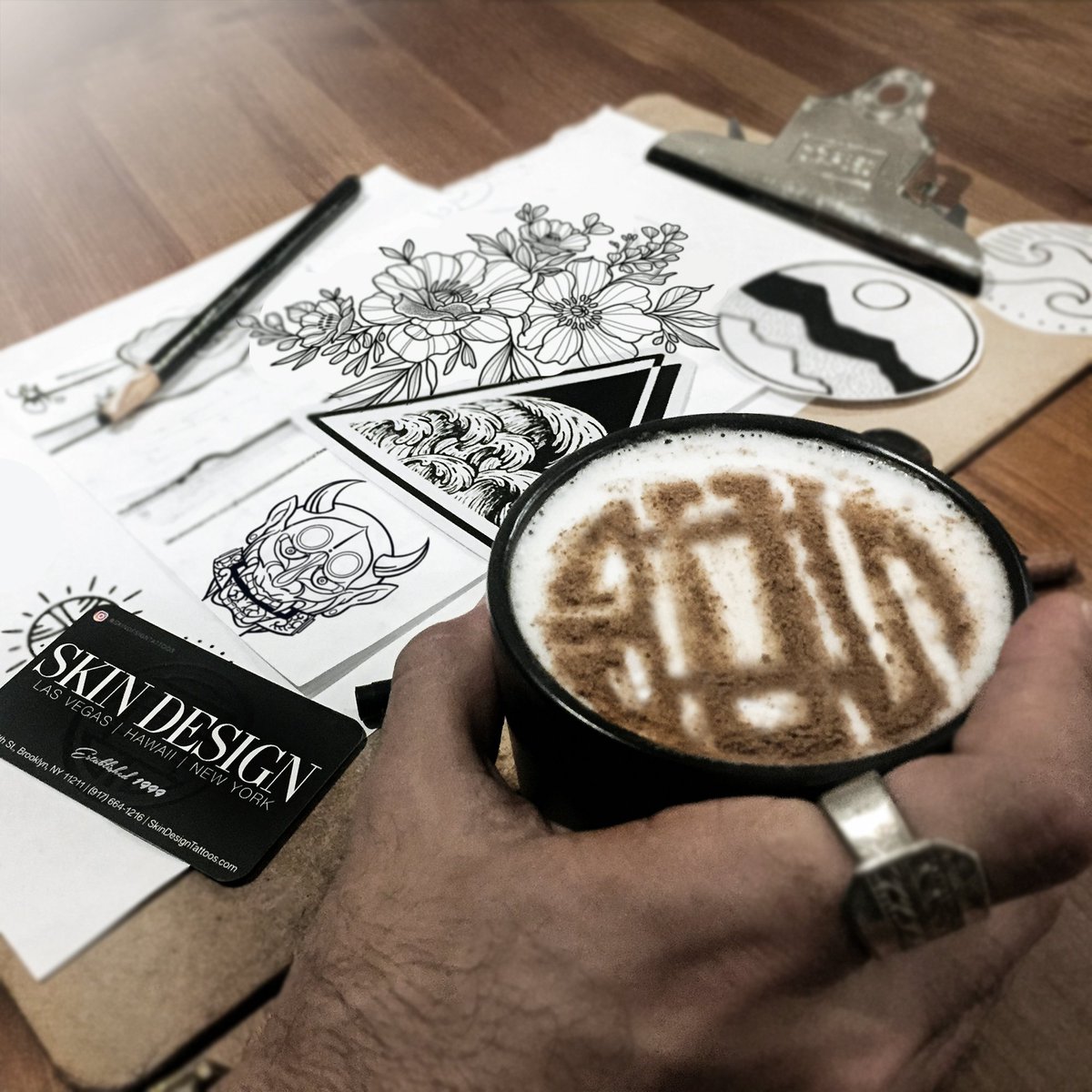 We're celebrating #NationalCoffeeDay here at the #SDT studio and brewing up some new ideas for tattoos!