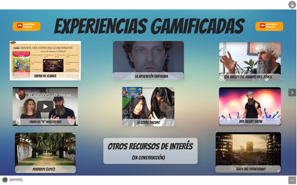 En este <a href="/genially_es/">Genially (Español)</a> podéis encontrar mis principales actividades gamificadas de forma visual e interactiva:

view.genial.ly/5d8db0054adc6a…

Espero que os guste y le deis difusión. #Gamificación

Special thanks to <a href="/cepantequera/">cepantequera</a> <a href="/CarmenLo35/">Carmen López*</a> <a href="/victorcronda/">Victor Caballero</a> <a href="/DavidPinclan/">David Pinclan🌱</a> e #IsaacPérez
