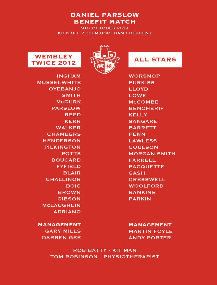 DanielParslow's tweet image. FINAL SQUAD ANNOUNCEMENT! I’m delighted to confirm the final lineups for my benefit match on Wednesday 9th October. I’m looking forward to one hell of a reunion! There’s still time to pre purchase your tickets at danielparslowbenefit.co.uk