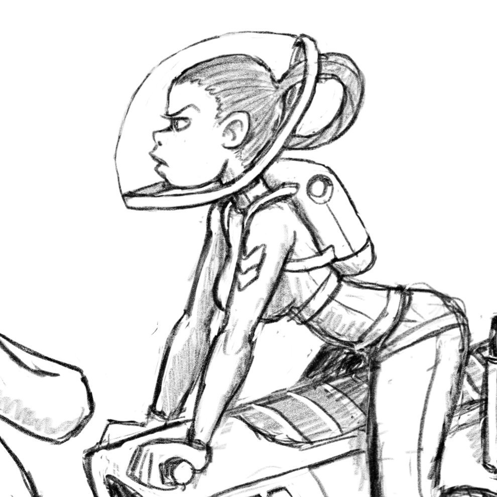 Tonycartoonish's tweet photo. For a warmup I goofed around some more on this previous drawing.  @adobedrawing #adobefresco #alien #scifi #scifiart #sciencefiction #police #hoverpolice https://t.co/Rm4URXjreB