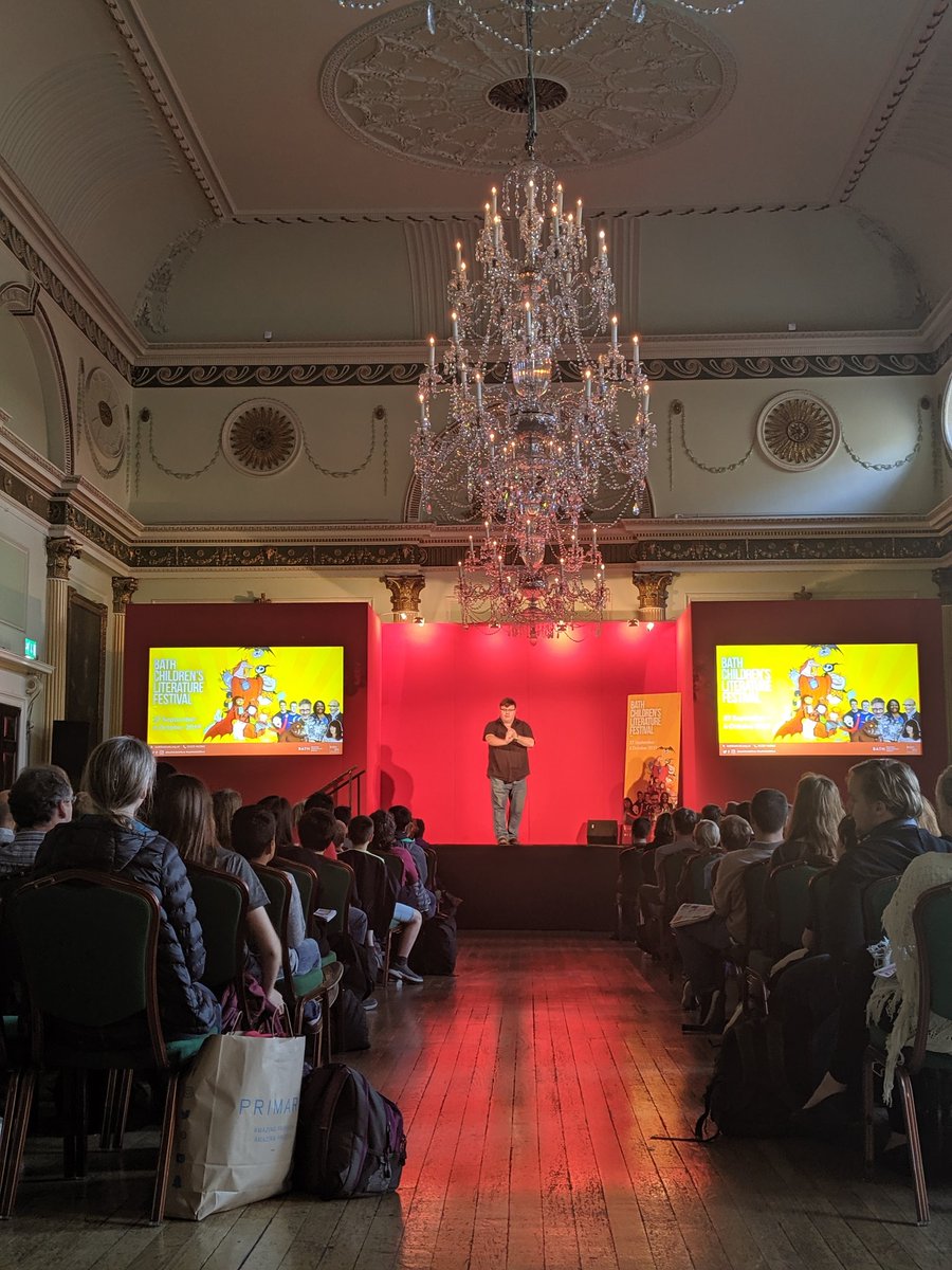 HarperCollinsCh's tweet photo. Here we go! If you've been waiting for @DerekLandy's fantastic event at @bathkidslitfest it's finally here! What a turnout! #spbedlam https://t.co/XILvUrGkhz