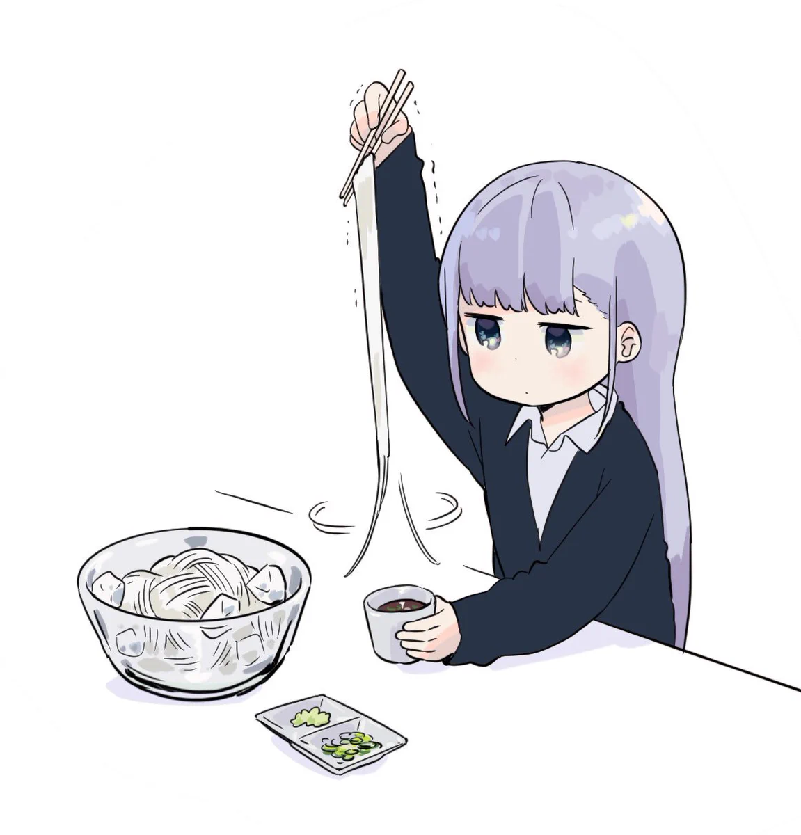 そうめんあるある？長いそうめんに翻弄される女の子www