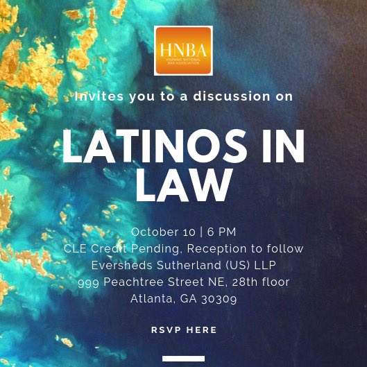 HNBA_Region_VII's tweet photo. Don't forget to RSVP for our Latinos in Law CLE and reception on October 10th! Our panelists will include Brenda Lopez Romero, the Honorable Judge Steven Grimberg, and former HNBA national president Erica V. Mason. You won't want to miss it! RSVP here: https://t.co/w92FUEVIDN https://t.co/YKX9pTeGWd