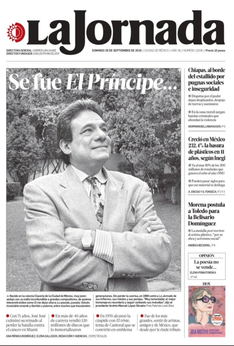 lumiery's tweet photo. #PrimerasPlanas 29 sep 2019
#JoséJosé
#YoQueFuiTormenta
#SeFueElPríncipe
#FueDeTodoYSinMedida https://t.co/fyrW0JAJV4