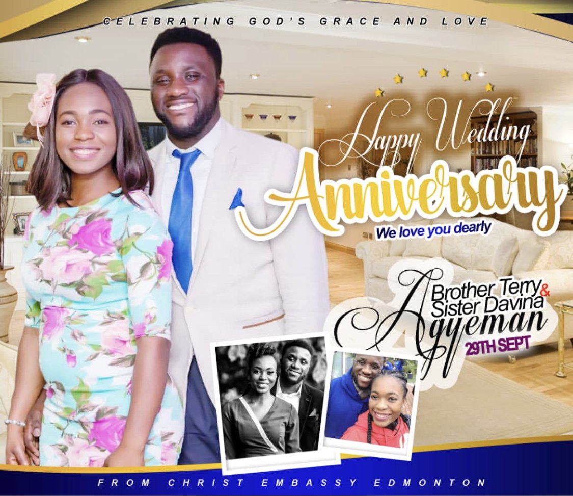 ce_edmonton's tweet image. Happy anniversary to a very special couple..Bro Terry and Sis Davina Agyeman. Thank you for your immense contributions to the work of Ministry. The Lord will continually  bless your union  with increased productivity and great grace. We love and appreciate you 💕💕💕💕