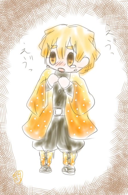ログアウトさんがTwitterに投稿した我妻善逸(鬼滅の刃)のイラスト。