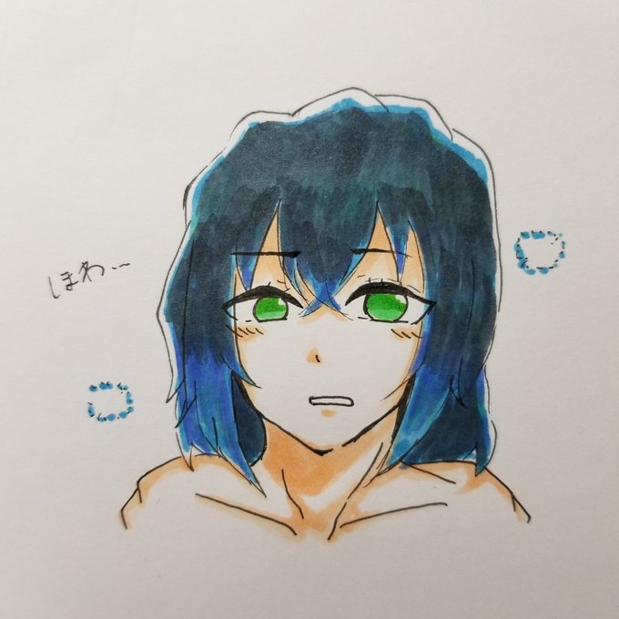 ひぃぷさんがTwitterに投稿した嘴平伊之助(鬼滅の刃)のイラスト。