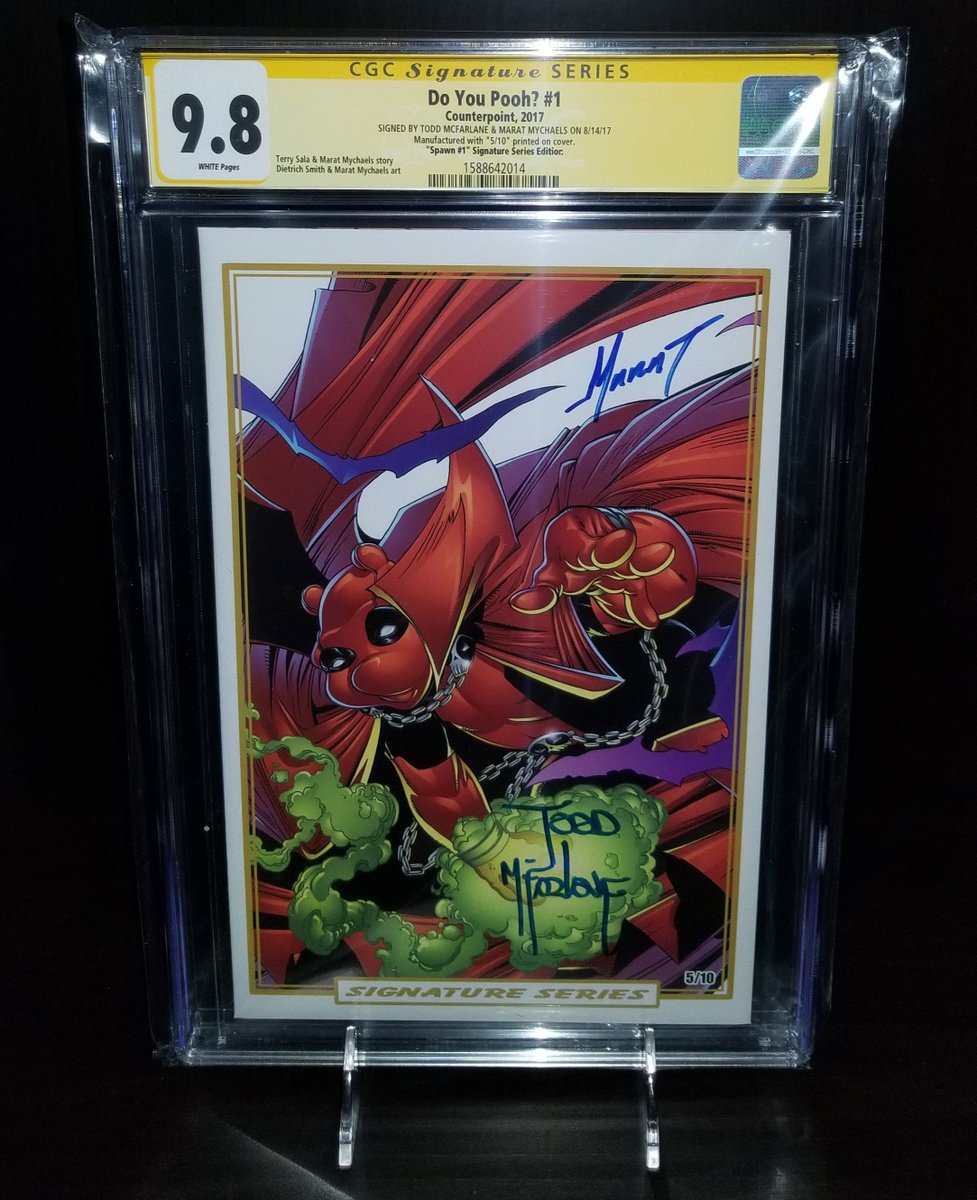 mcfarlane_the's tweet photo. SEXY SPAWN SUNDAY!!! 

Really kool spawn 1 parody by Marat Mychaels.. Do You Pooh ? 1 cgc 9.8 signed by the Todd Father, and Marat Mychaels, Manufactured "5/10" printed on cover..

Head over to https://t.co/X1bfYPx3B1 Where you can check more covers in my collection 📷📷📷:) https://t.co/RP6fYrspBu