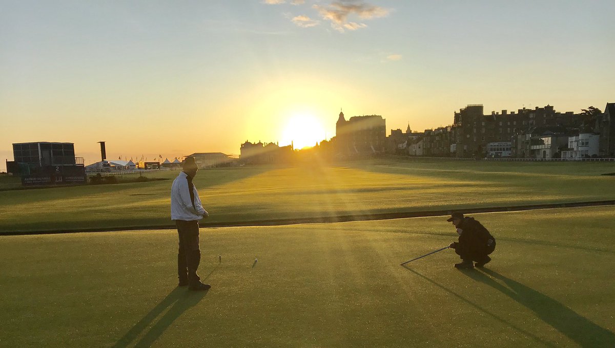 GavNeill's tweet photo. Well done to the old course team, volunteers and members of the other courses @TheHomeofGolf who all assisted preparing the surfaces for this weeks @dunhilllinks 👍. Great to meet @jtimberlake also. #oldcourse #holepainter #teamwork https://t.co/UblDQK0tkS