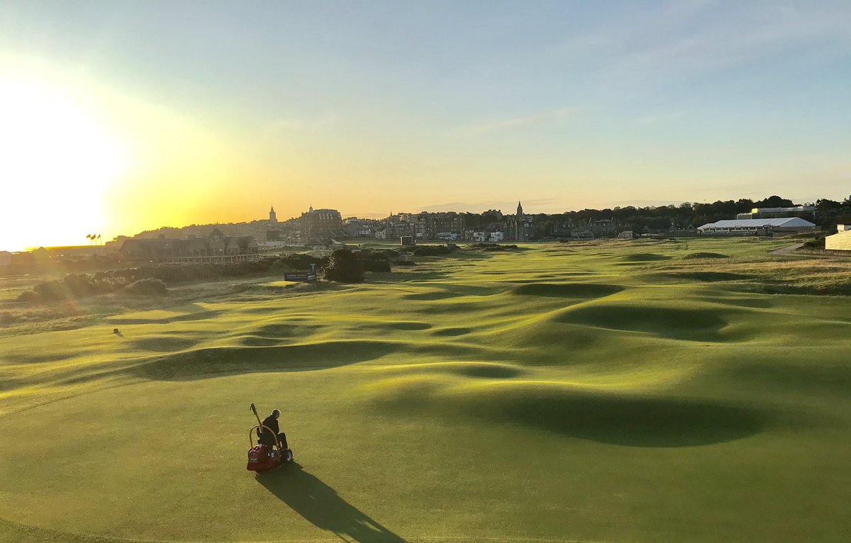 GavNeill's tweet photo. Well done to the old course team, volunteers and members of the other courses @TheHomeofGolf who all assisted preparing the surfaces for this weeks @dunhilllinks 👍. Great to meet @jtimberlake also. #oldcourse #holepainter #teamwork https://t.co/UblDQK0tkS