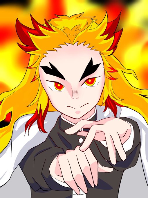 🐻さんがTwitterに投稿した煉獄杏寿郎(鬼滅の刃)のイラスト。