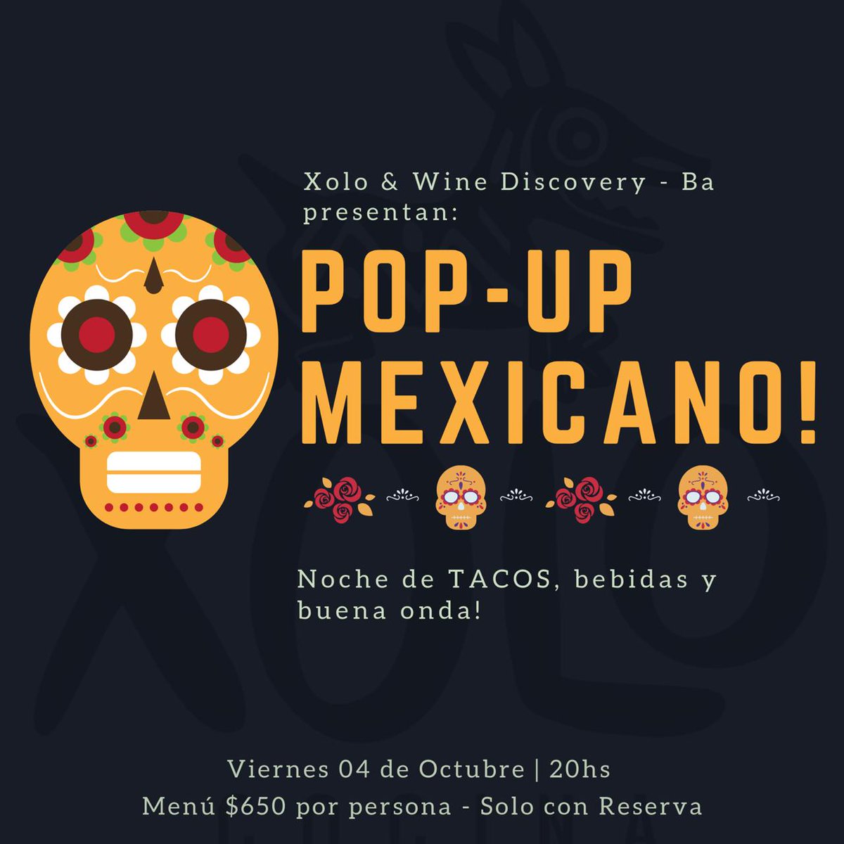 Noche de Tacos, vinos boutiques y Cerveza artisanal. Viernes 4 de octubre a las 20hs.......

#tacos #BuenosAires #palermo #vinoargentino #cerveza #mexico