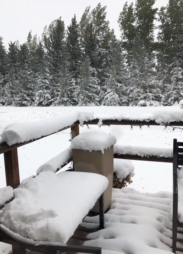Glad it’s Brinn headed out to feed her horses this morning! Hard to believe it’s Sept 29...#stillsnown