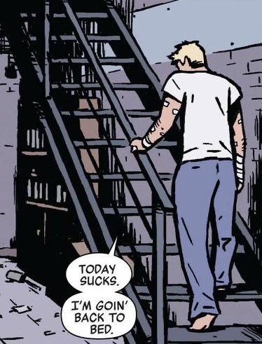starkhotline's tweet image. comic clint barton is the most relatable character ever