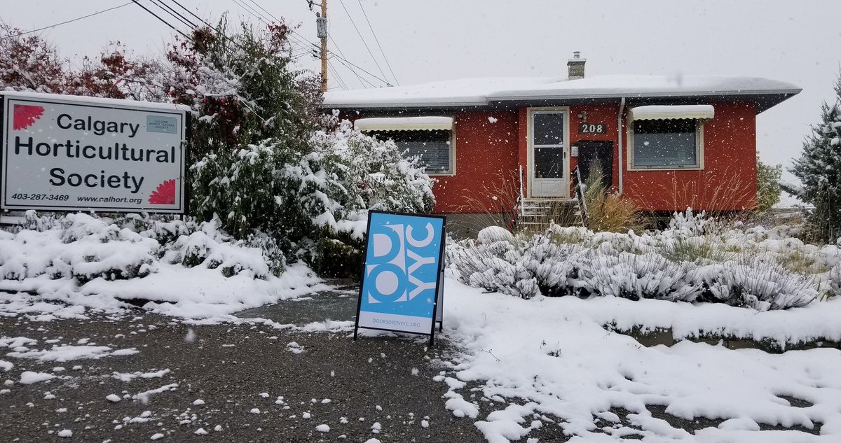 What a day for our #doorsopenyyc! Yes, we are still open with a snow covered apples and kale, a storytime for kids, a talk about growing in our climate (a very appropriate subject on a day like today), hot coffee and snacks!

#doyyc #snowtember #yycevents #prairies #yyc