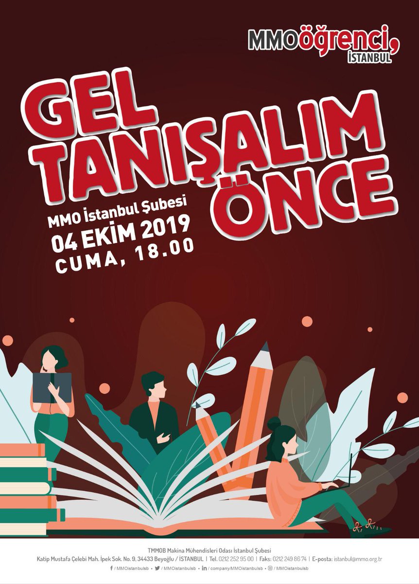 Hem Makina Mühendisleri Odası'nı hem de birbirimizi daha yakından tanıyacağımız etkinlikte seni de mutlaka aramızda görmek istiyoruz! 4 Ekim Cuma günü saat 18:00'da MMO İstanbul Şube’de yapacağımız etkinliğe seni de bekliyoruz!
#mmoistöğrenci