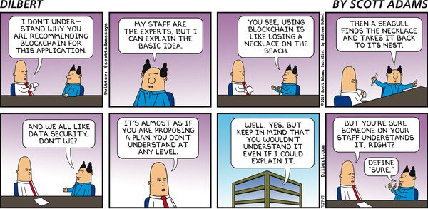 sanjaykalra's tweet image. #SundayTech #SundayMorning #Dilbert #Blockchain