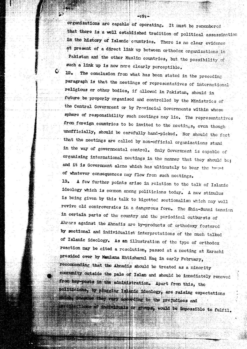 10. The report's proposed solution was greater state control of the Islamic narrative and organizations. If Islam was going to be a part of political life in Pakistan, it would be in line with a vision of Islam articulated by the state.