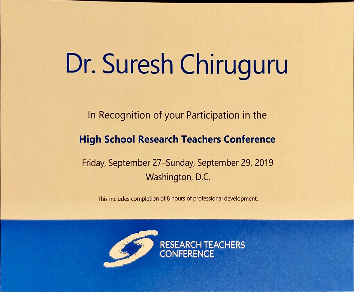 21stDigitalEd's tweet photo. #SSPteach 2019 Research Teachers Conference. Mission Accomplished!!!
I attended all the sessions to meet the needs of my students, my school #LaGrangehigh, and my personal.
Now I am home bound #chirugurus Again Thanks to Society for Science and Regeneron for the opportunity. π https://t.co/zdZJ93SYbJ