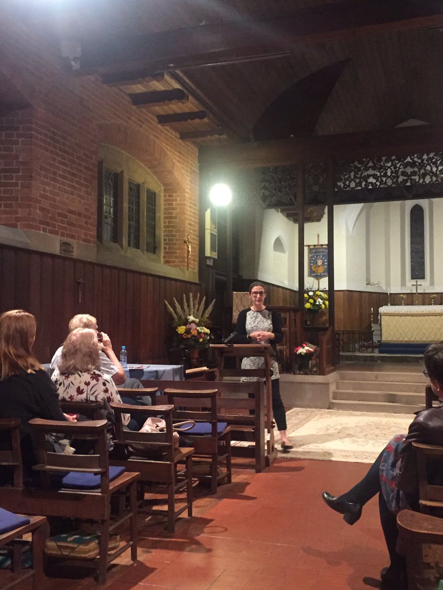 Good to listen to our own @KatAlf at St Michael’s, Woolmer Green this evening- on the Feast of St Michael - talking about her recent pilgrimage to #Taize.