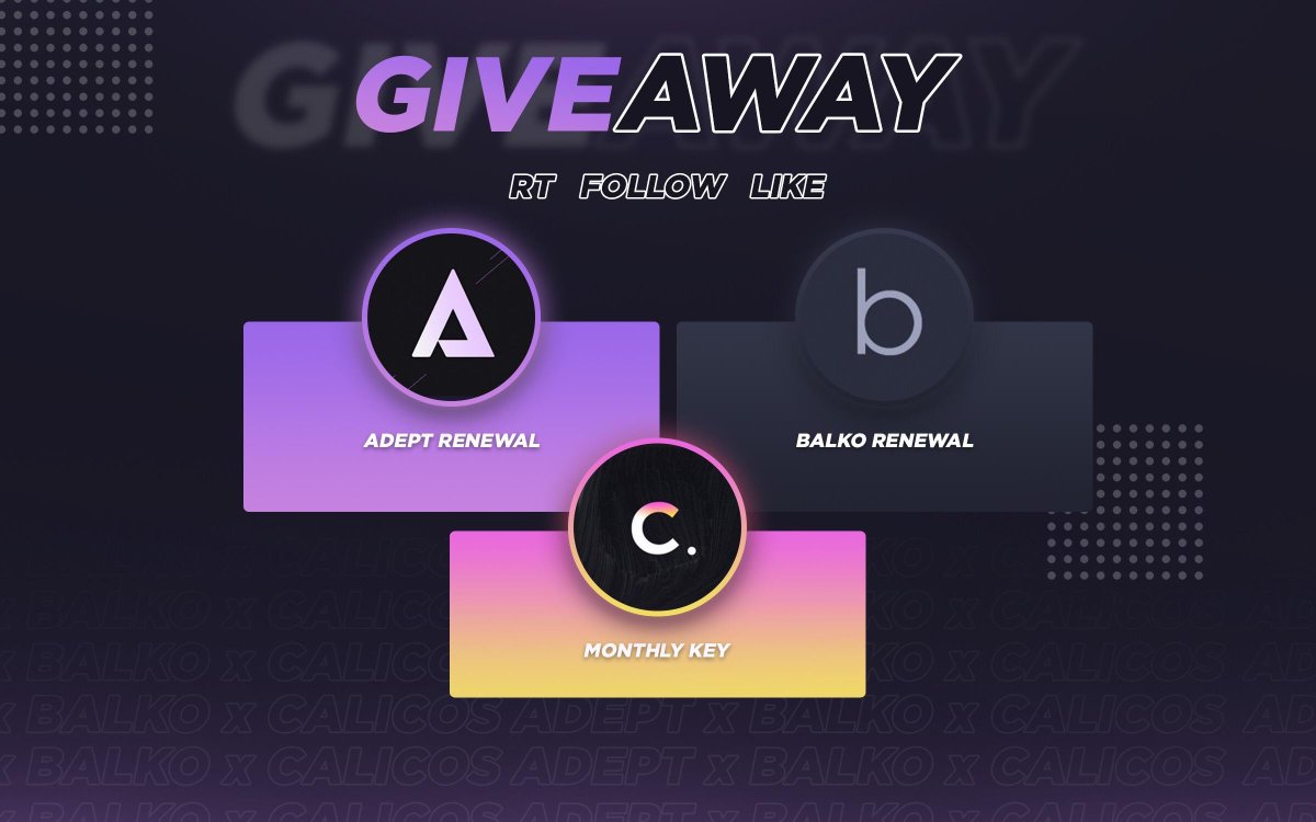 balkobot's tweet image. 🔥 FLASH GIVEAWAY 🔥

Three separate winners will receive 
- 1x @balkobot yearly renewal
- 1x @adeptbots Supreme renewal
- 1x @calicosio membership

To enter, RETWEET, LIKE, and FOLLOW all accounts. Winner will be picked in 1 hour!