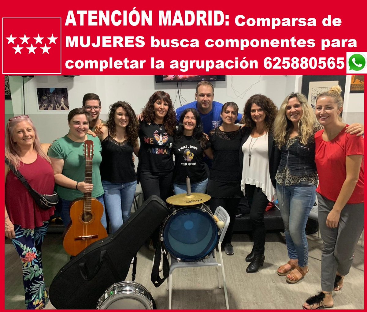 ATENCIÓN MADRID: Comparsa de
MUJERES busca componentes para
completar la agrupación 625880565