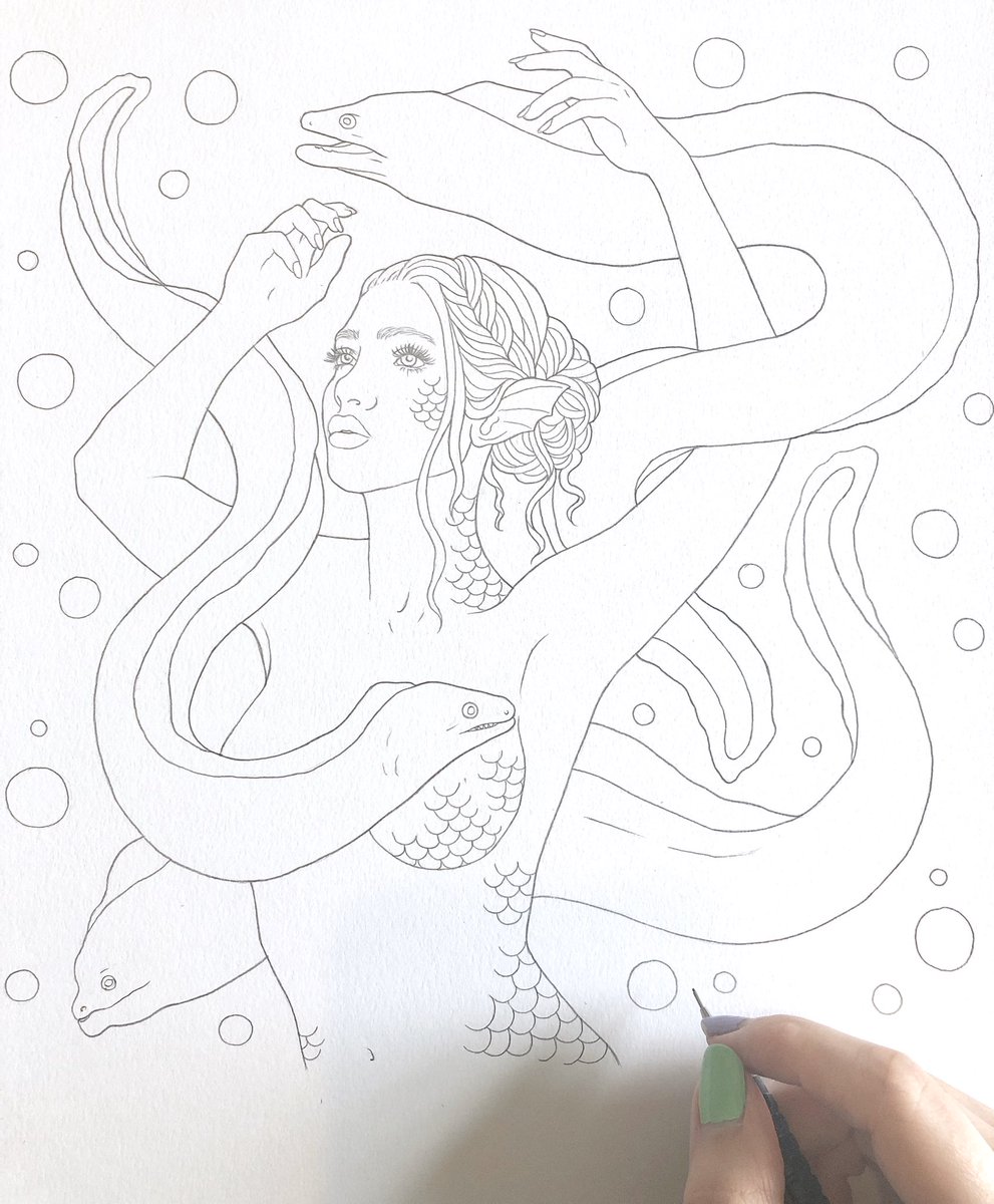 ConjuringEllen's tweet photo. My mermaid colouring book #AzureDepths is in its last day of funding on Kickstarter 
🧜🏻‍♀️🥳

https://t.co/APteNbcrZs

Preorder now to get it in time for the winter holidays ❄️ https://t.co/2QniKymtNC