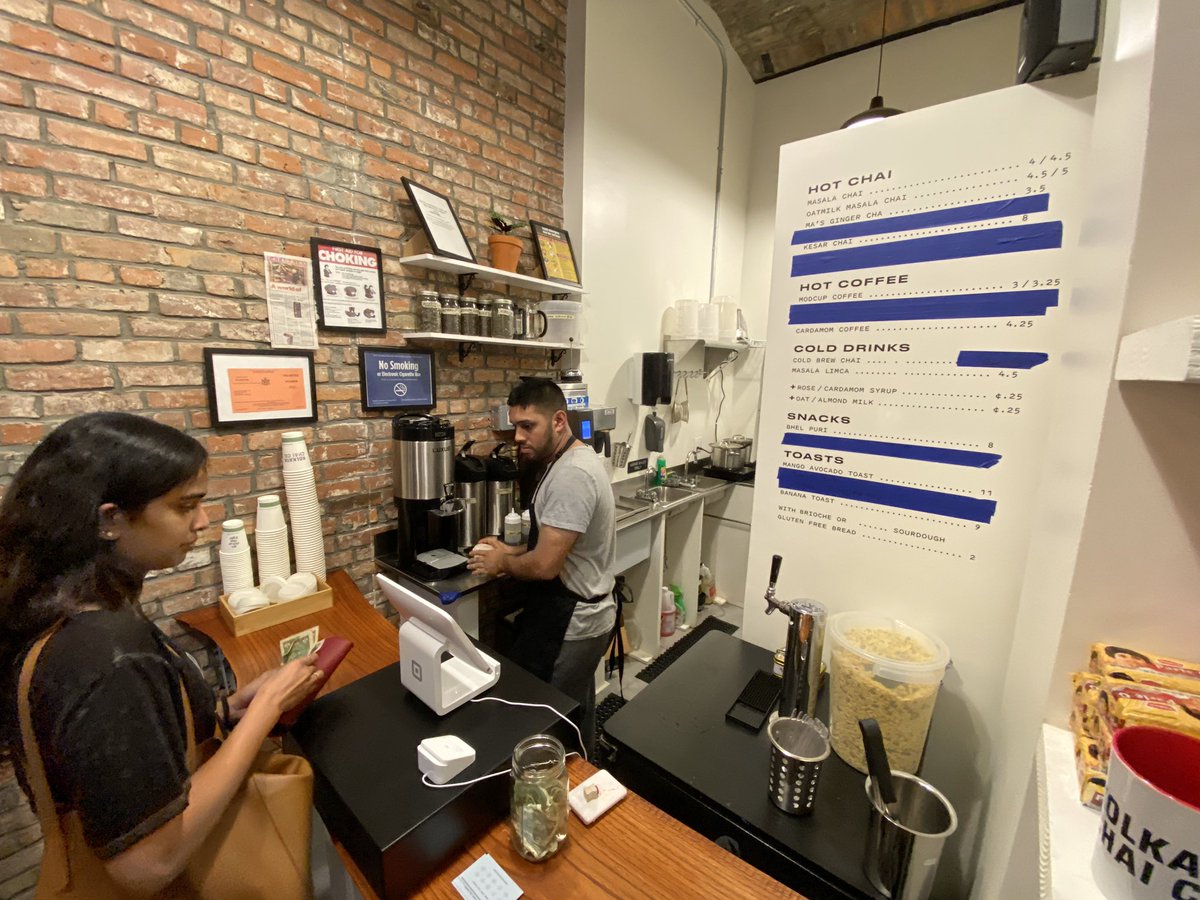 mrsharma's tweet photo. My friends @anihustles &amp; @ayanisdreaming just opened the new SPOT in NYC!

Chai ☕️ brings the Indian daily ritual of having chai everyday with family/friends, a small bite to eat, and a relief from the day.

Immigrants are unstoppable.

Congrats Ani and Ayan 💙🙏 https://t.co/W2p5TlJl81