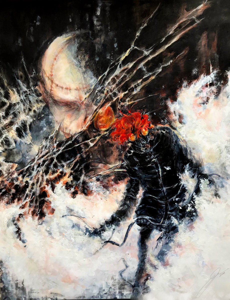 wurmiiv's tweet image. "You feel it now, don't you? The flames burning... Do you see the blood in your hands?"
.
.
.
#metalgear #psychomantis #classassignment #acrylic