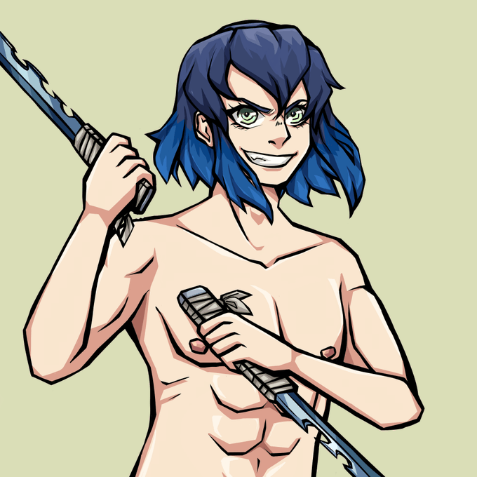 aki! comms open!さんがTwitterに投稿した嘴平伊之助(鬼滅の刃)のイラスト。