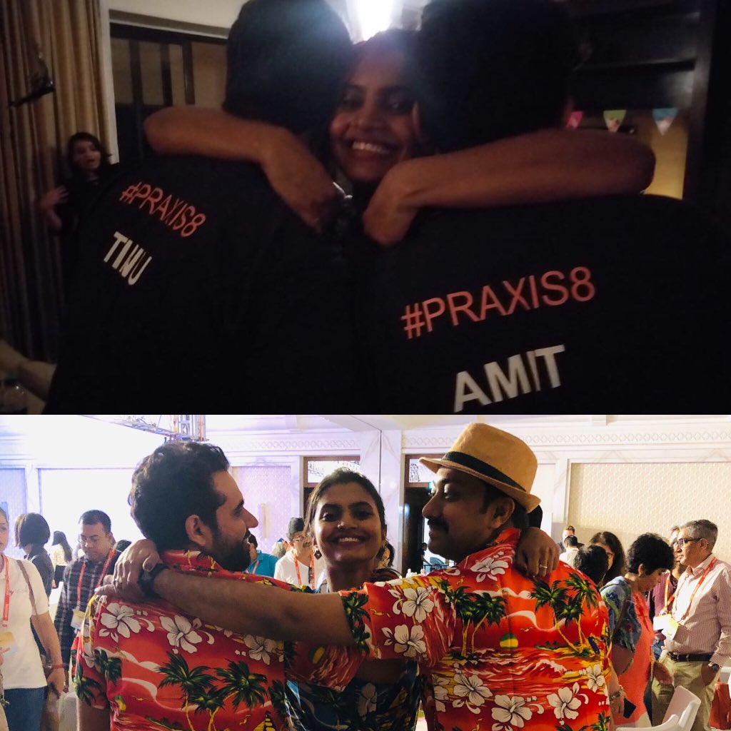 shreyakrishnan_'s tweet image. No #PRAXIS8 is complete without the customary hugs! @tinucherian @thecorpcommguy