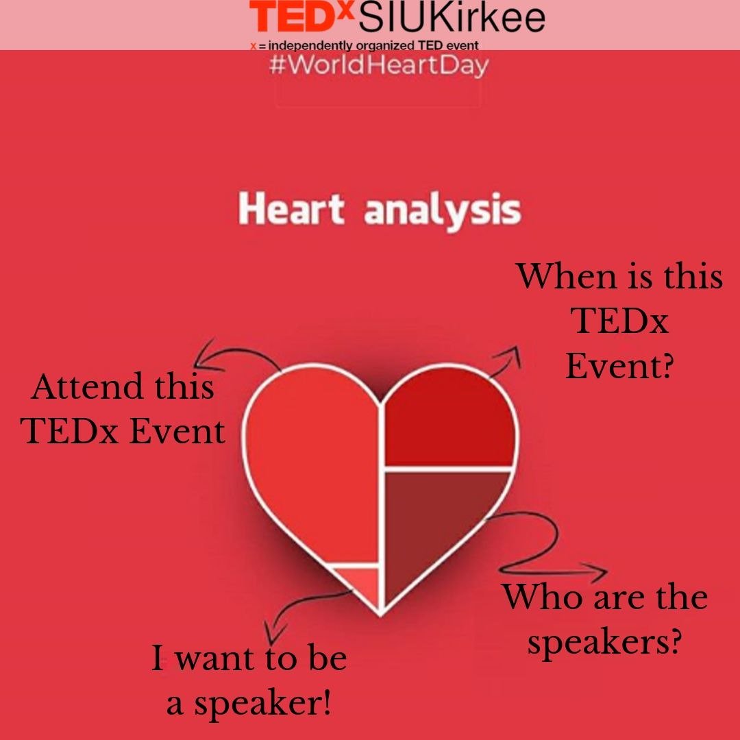 TEDxSIUKirkee's tweet photo. Let's do a heart analysis!
#WorldHeartDay
.
29/09
.
.
#trendingspot #creatives #trendingcreative #trending #CreativeSpot #creativeads #occassionspot #tedtalks #tedx #ted #tedtalks #surgeatsims #simspune #simswayoflife #healthheart https://t.co/hgaSkZFq0g