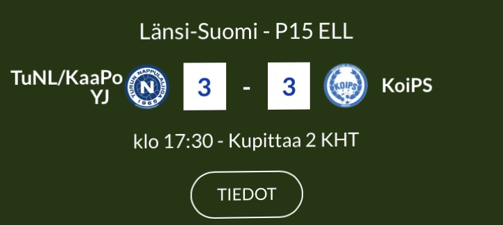 KoiPS_P04's tweet photo. P15 ELL Jatkosarja
TuNL/KaaPo YJ - KoiPS 3-3 (3-1)
Hyvätasoinen ottelu ja vahva nousu pojilta 2.puoliajalla. #koips #koipsvantaa #palloliitto https://t.co/9gO79UgE7d