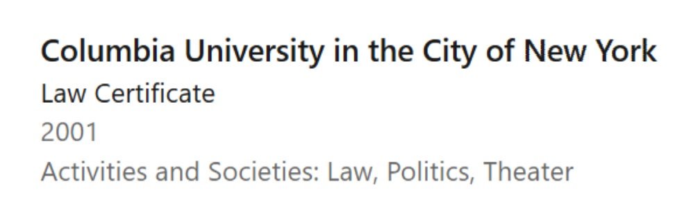 Whizz kid: According to her LinkedIn details, Jennifer Arcuri was born in 1985. The same profile tells us that she then gained a Law Certificate from Columbia University in 2001. Let me think: 2001 - 1985 = ???Doesn't exactly engender trust in the rest of her profile, does it?