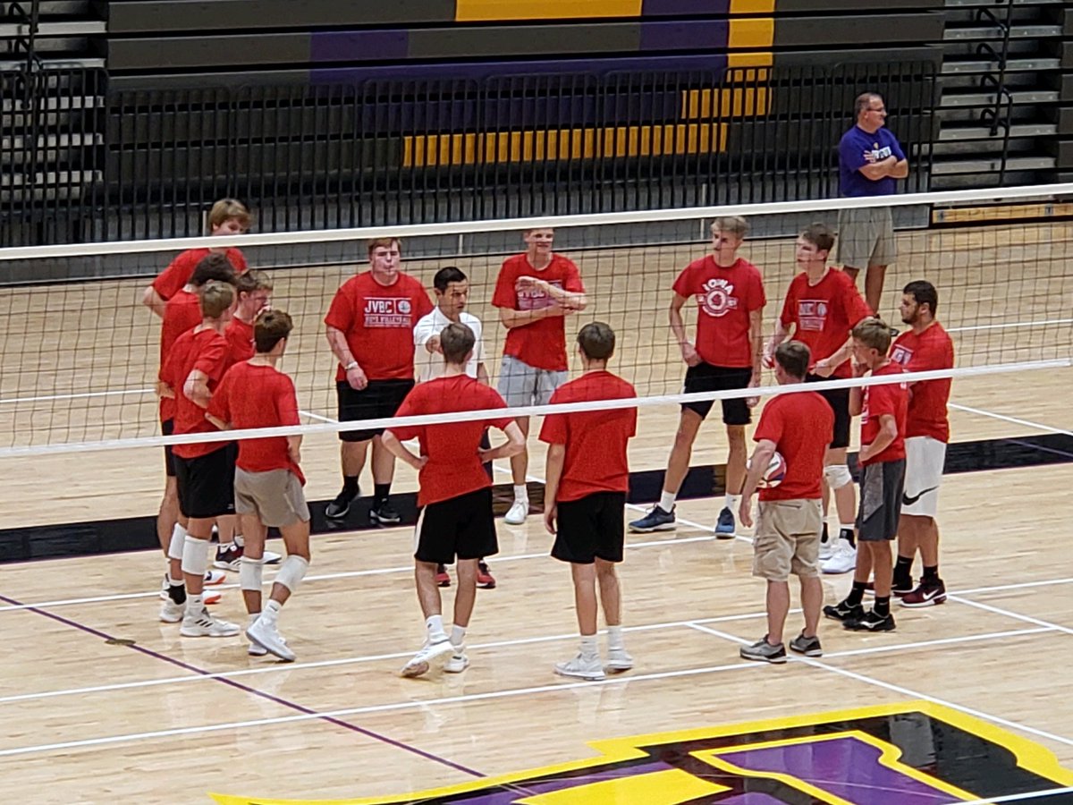 JohnstonVBC's tweet photo. Coach Burch in action and growing the game of boys volleyball!! #JVBC https://t.co/ITCMjmxDI4