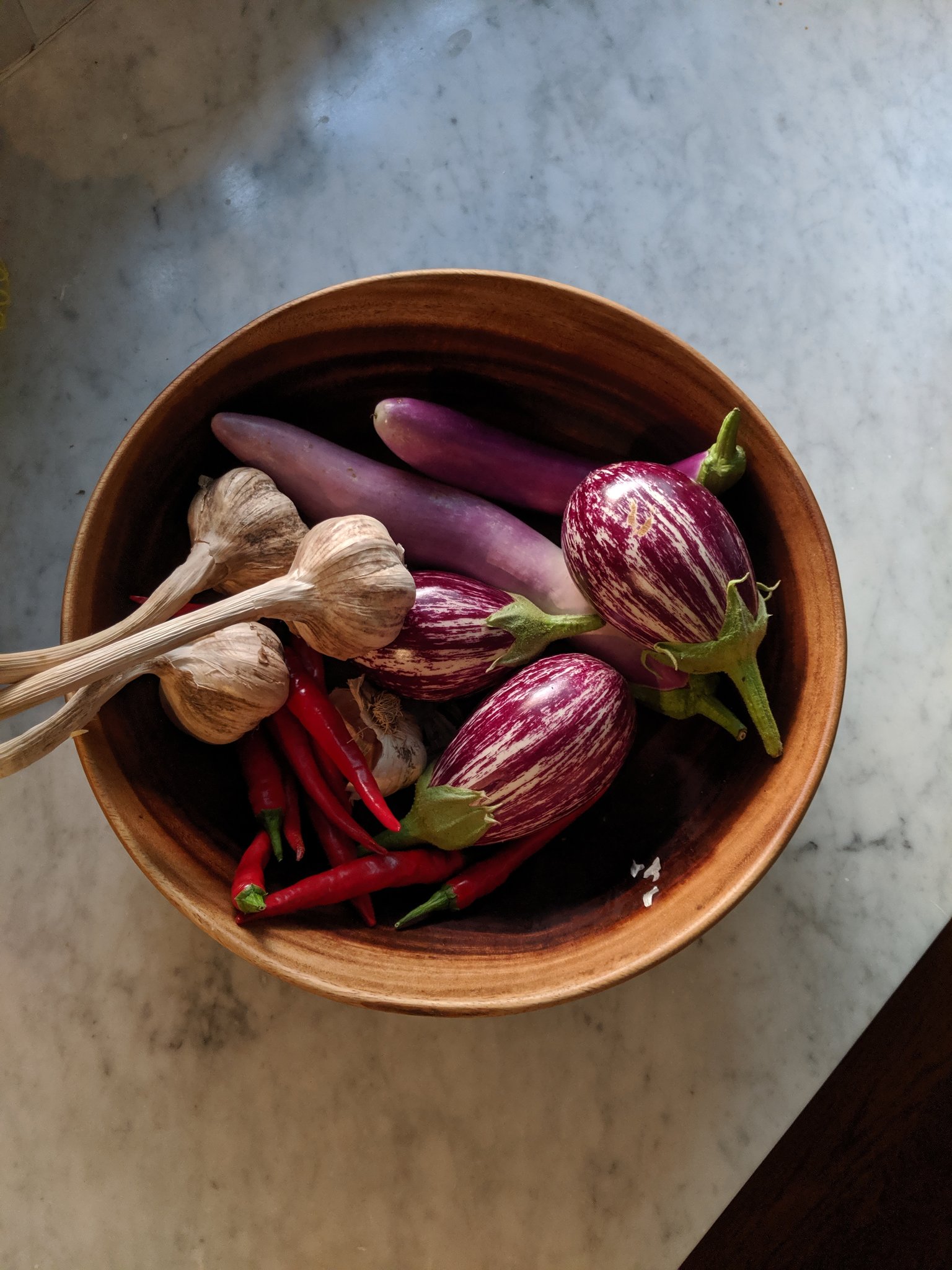 Garlic and aubergine.