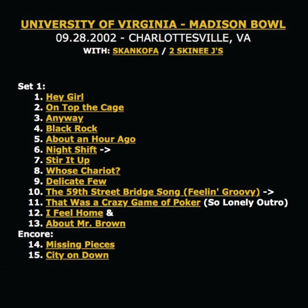 ofarevolution's tweet photo. Digging waaaay back in the archive for our #SetlistSunday to 2002 at #UVA. What as your fav O.A.R. college show? https://t.co/s6feOto2QX https://t.co/PAuLzKeMWD