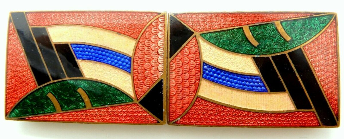 MandysTreasure's tweet photo. #Antiques #Militaria #Collectable #Curio #Auction - #Antique Art Deco Guilloche Enamel Colourful Geometric Design Belt Buckle c1920s https://t.co/ceWrVToDQv https://t.co/pEcBJPMVmT