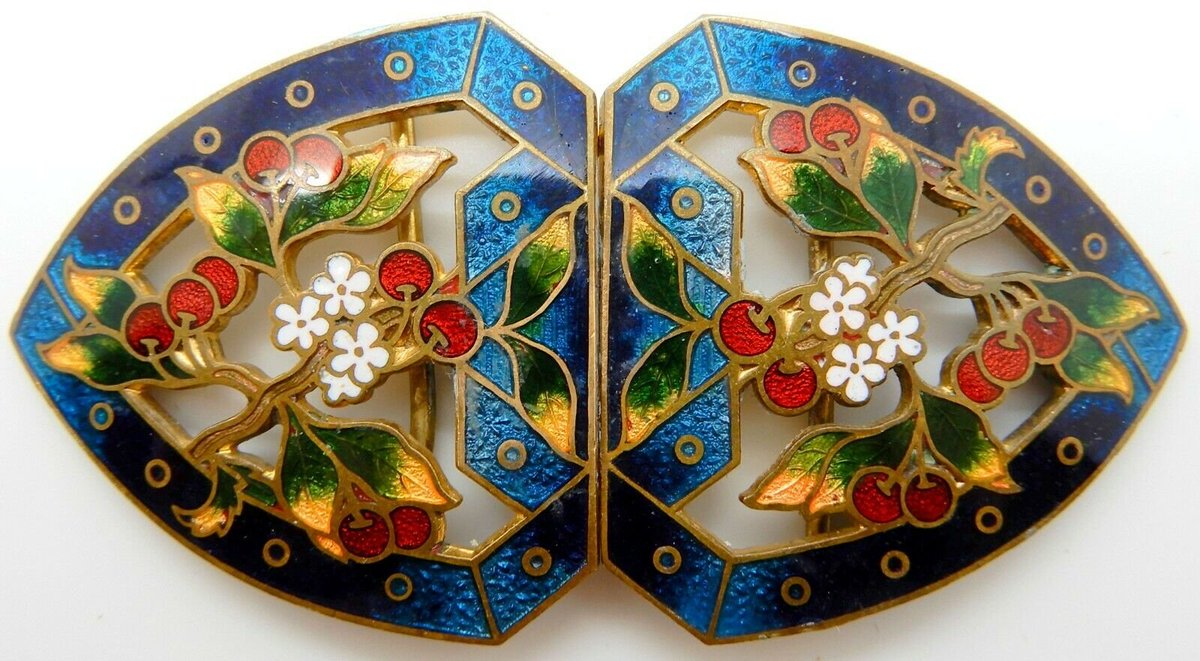 MandysTreasure's tweet photo. #Antiques #Militaria #Collectable #Curio #Auction - #Antique Japanese Art Nouveau Cloisonne Enamel Cherry Blossom Copper Belt Buckle https://t.co/gQnxQCPHPW https://t.co/LKpA46oJuT