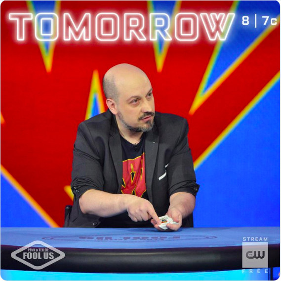 Tomorrow at 8 PM, see "Virtual Reality" on <a href="/CWPennandTeller/">CW Penn & Teller</a>'s <a href="/FoolUsTV/">Fool Us</a> (@WPIX-TV ch.11 NYC). Can <a href="/MrTeller/">Teller</a> &amp; @PennJillette really see through <a href="/WoodyAragon/">♠️♥️♣️♦️ Woody Aragón</a>, <a href="/DennyCorby/">Denny Corby</a>, Sinbad Max, and John Walton, with host Alyson Hannigan/@AlyDenisof?