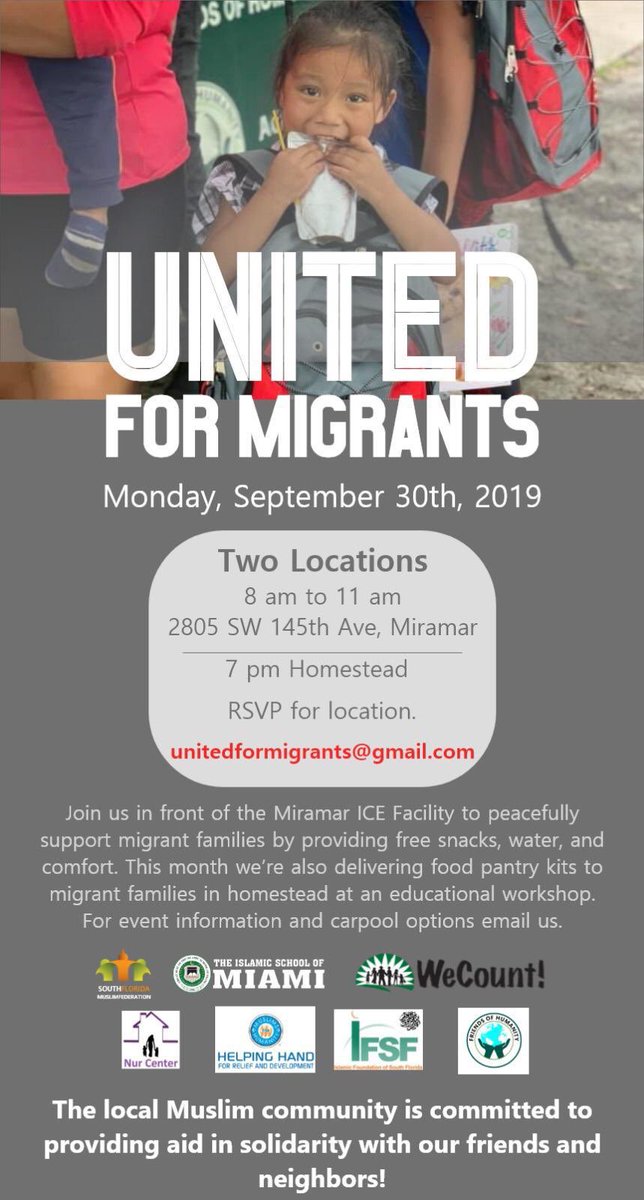 Come join MSA tomorrow morning for a volunteering opportunity providing water, shirts, and snacks to families at the Miramar ICE facilities. Wear your embrace peace shirt and dress comfortably! If you have any questions, feel free to DM us. Hope to see you there!