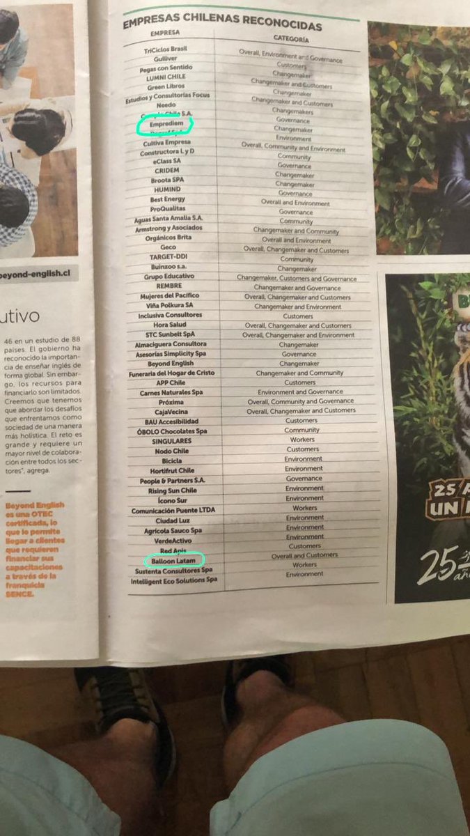 Un orgullo formar parte de dos empresas B reconocidas <a href="/SistemaB/">Sistema B</a> a nivel mundial como de las mejores para el 🌍, en tres categorías distintas. <a href="/balloonlatam/">Balloon Latam</a> y <a href="/Emprediem/">Emprediem</a> frente a la ¿cómo vivir de algo q haría gratis? Aún se puede, y ojalá para toda la vida. #empresab <a href="/latercera/">La Tercera</a>