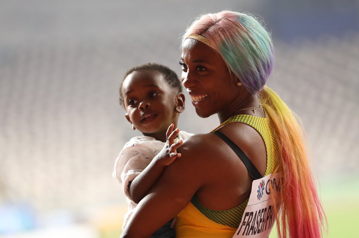 spikesmag's tweet photo. All three of these women became mothers in the last two years.

All three of these women became world champions tonight.

@realshellyannfp 🇯🇲
@allysonfelix 🇺🇸
Liu Hong 🇨🇳

Nothing but respect 👏

#WorldAthleticsChamps https://t.co/TkxJWPDShT