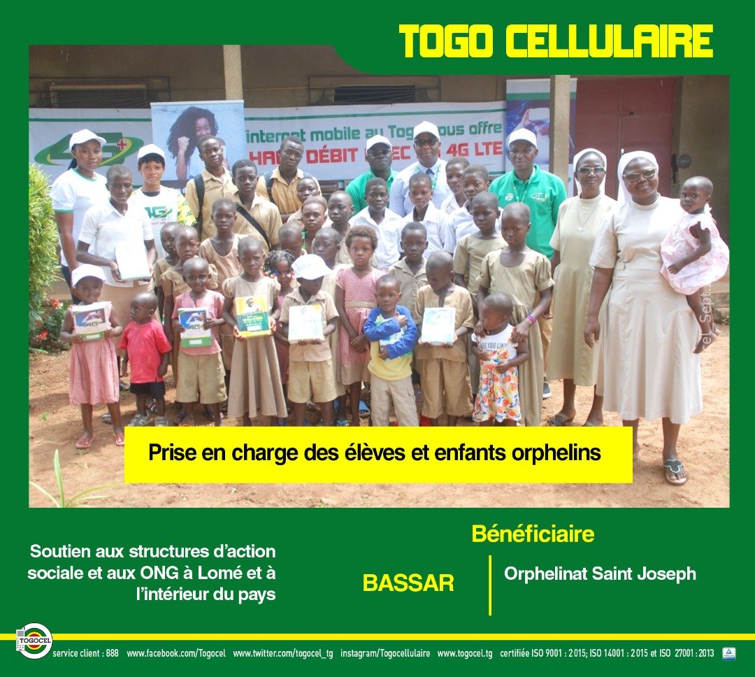YasTogo's tweet photo. A Bassar auprès de l’orphelinat Saint Joseph, TOGO CELLULAIRE a redonné du sourire aux tout-petits ! Et tout ceci grâce à vous Très Chers Clients ! Merci
Ensemble avec #Togocel #LeLeader #EntrepriseCitoyenne assurons ensemble l’avenir des enfants orphelins ! https://t.co/HRugBiieFS