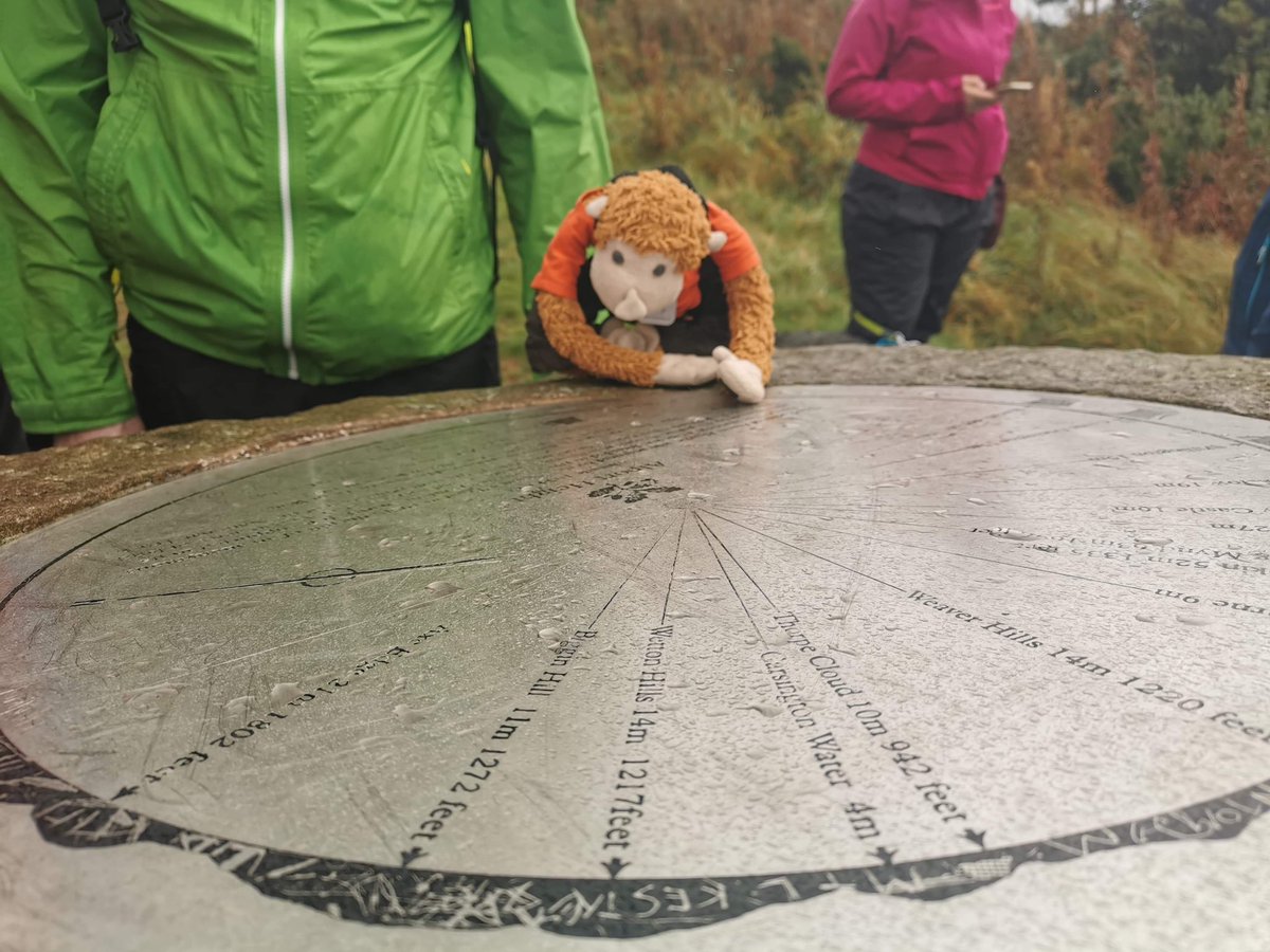 MonkeyPhill's tweet photo. No matter the weather, Monkey Phill likes getting out for a mini adventure. A great view here over Ashbourne. #mascot #bandarlog #monkeyphill #miniadventure https://t.co/7dohsY3yAM