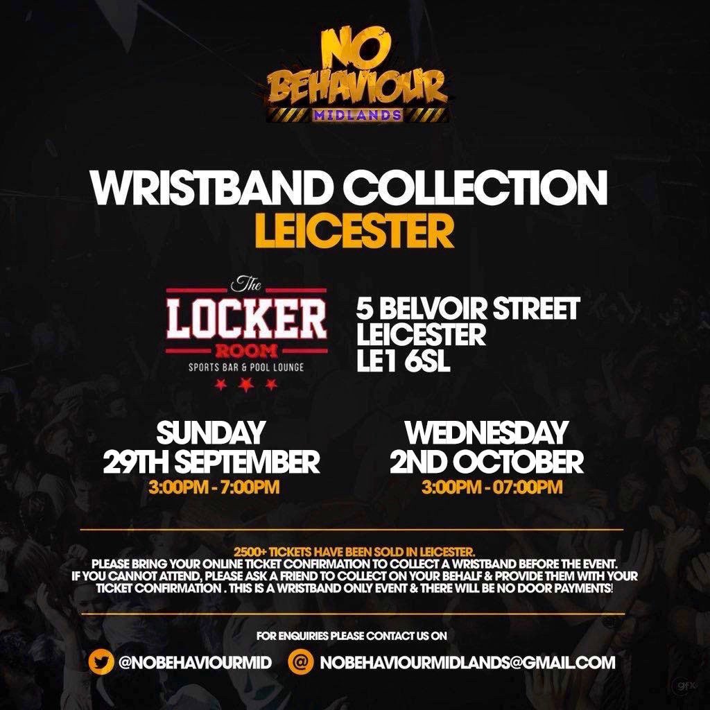 pharaohesss's tweet photo. #NoBehaviourMidlands Thursday 3rd October 2019 ‼️‼️‼️

3000+ Ravers over 40+ unis 🕺🏾💃🏾

Final TICKETS REMAINING 🚨

Don’t miss out ✨ DUE TO BE A MOVIE 🎥

https://t.co/nt4sFm36ps https://t.co/G8CItAJamg